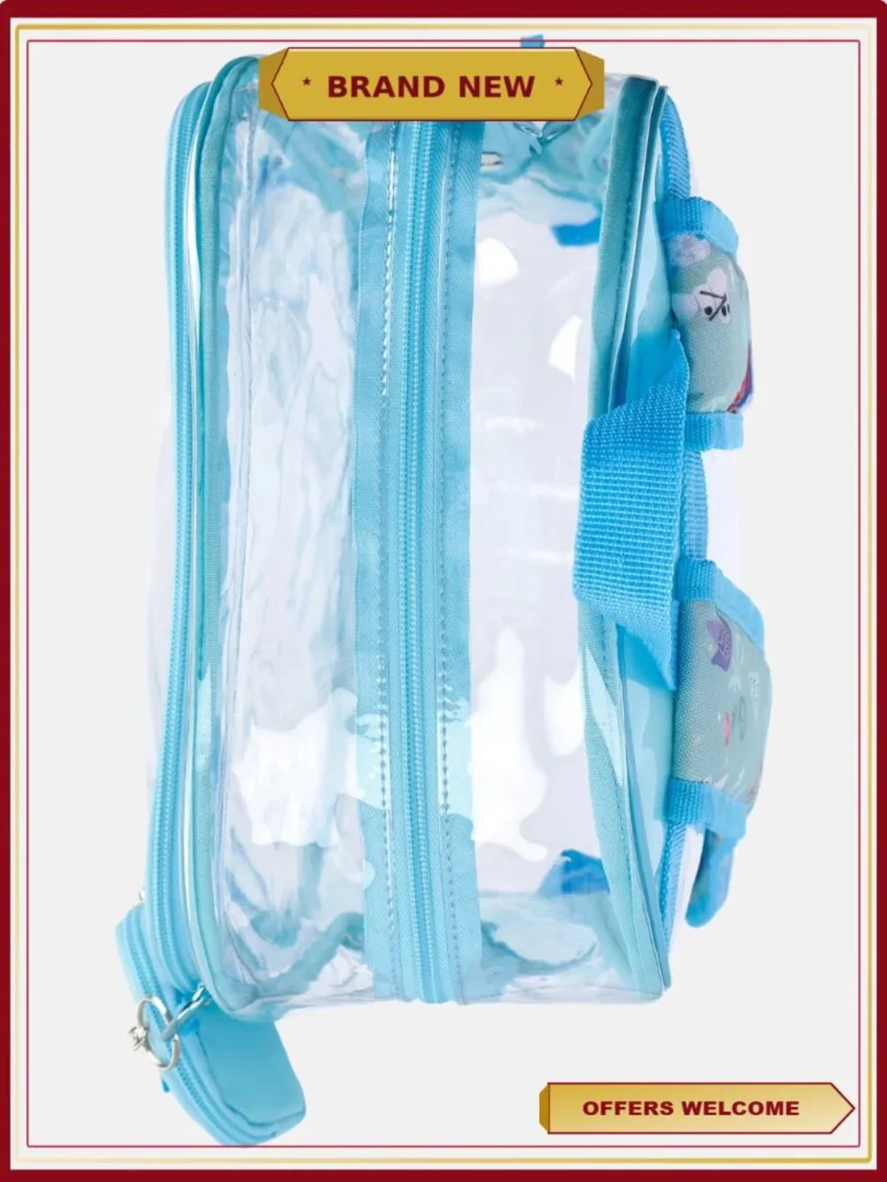 Clear Backpack with Lunch Box and Bag Charm, 3-Piece Set, School and Travel